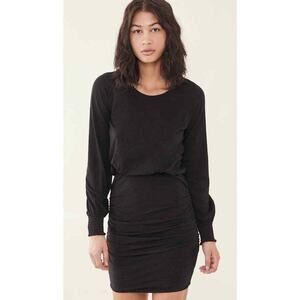 Sundry Black Round Neck Long Sleeve Blouson Stretch Pullover Mini Dress Size 0